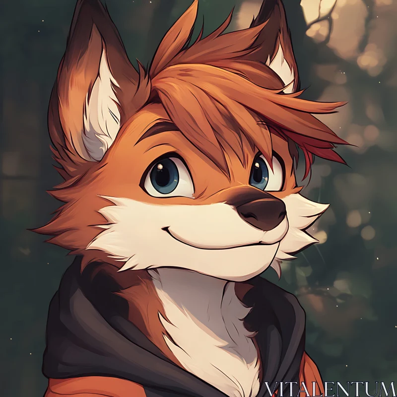 Fox Anthropomorphic Character with Hoodie AI Image