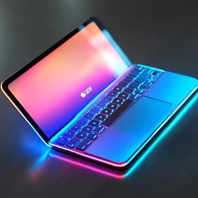 Glowing Laptop with Neon Lights
