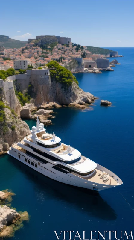 Opulent Architecture: A Stunning Yacht Sailing through the Crystal Blue Ocean AI Image