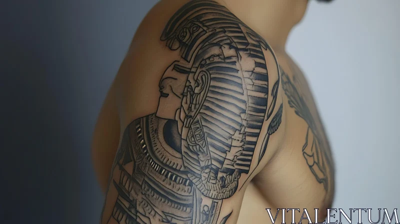 AI ART Intricate Egyptian Pharaoh Ink Design