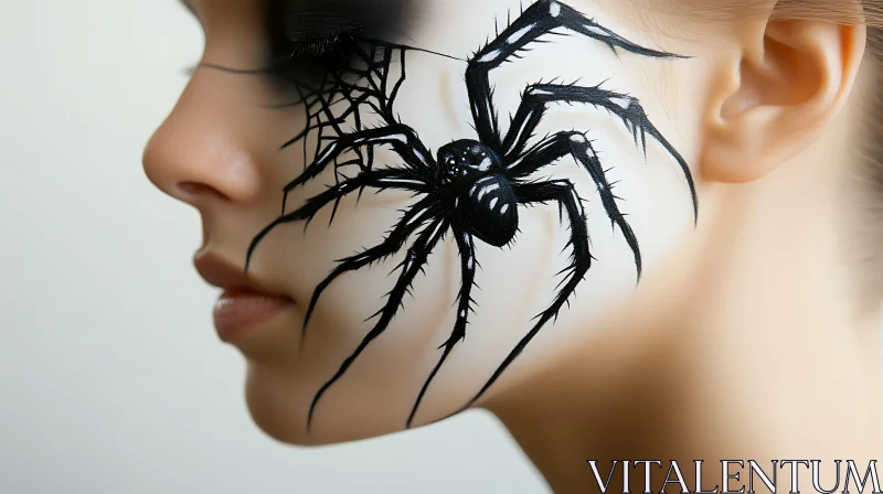 Eerie Spider Web Face Art AI Image