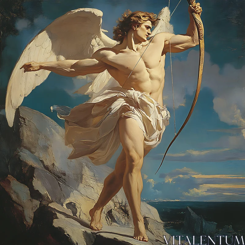 AI ART Winged Archer: A Classical Art Piece