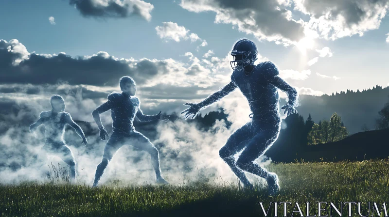 Mystical Football Players in Action AI Image