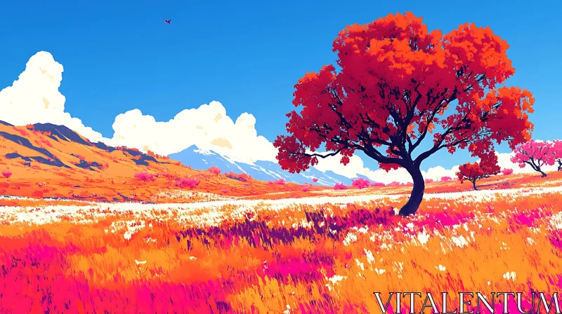 AI ART Stylized Nature Scene with Bold Colors