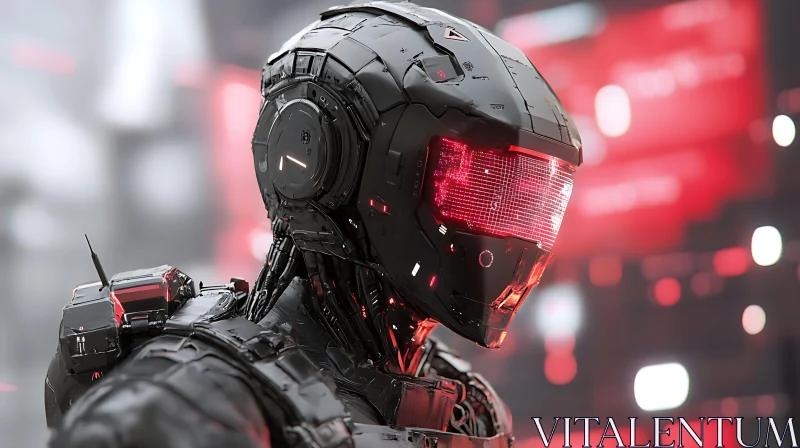 Advanced Technology Cyborg with Red LED Visor AI Image