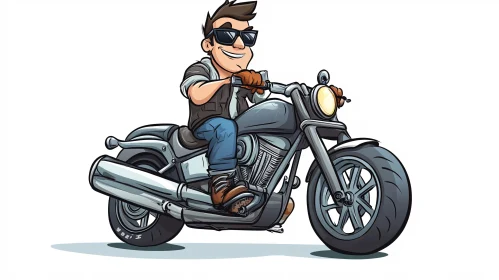 Motorcycle Rider Cartoon Character