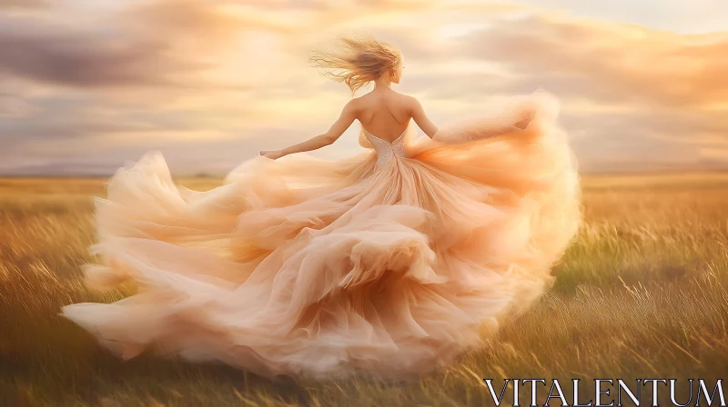 Sunset Serenade: A Woman's Graceful Dance AI Image