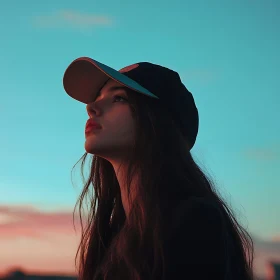 Contemplative Woman in Cap