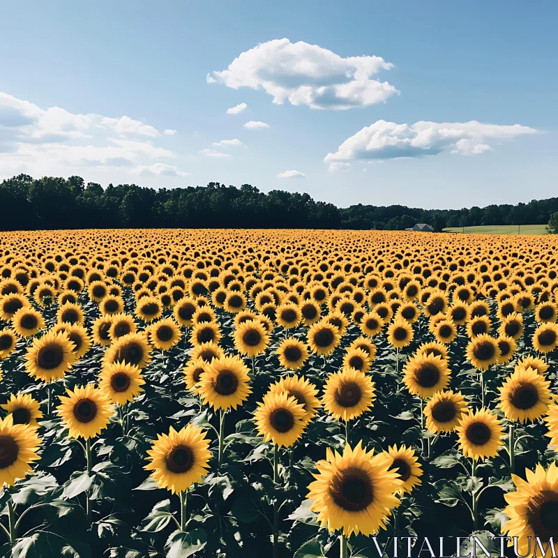 AI ART Endless Sunflowers Under Blue Sky