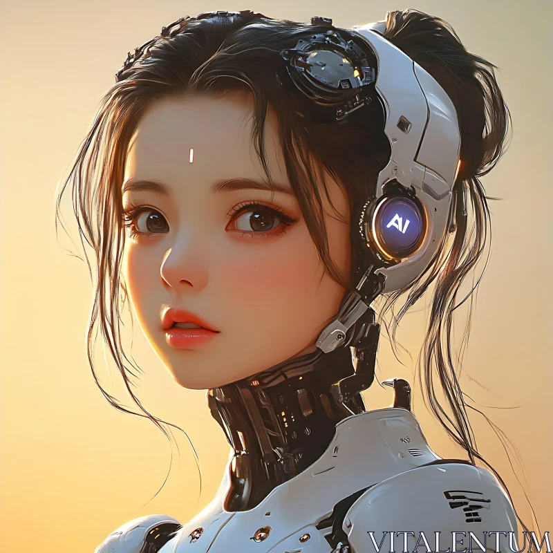 Advanced Female Android with Human Traits AI Image