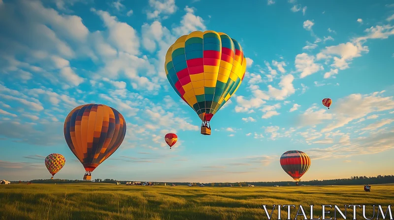 Balloons over Field AI Image