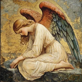 Golden Angel in Repose Painting