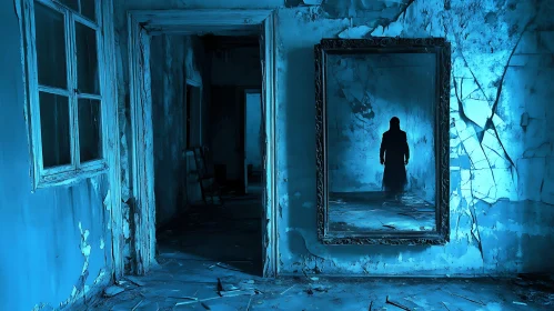 Shadow in the Mirror: A Haunting Interior Scene