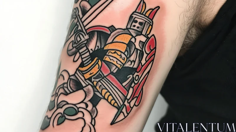 Armored Knight Tattoo AI Image