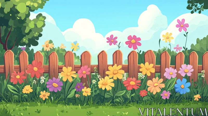 Colorful Flower Garden Scene AI Image