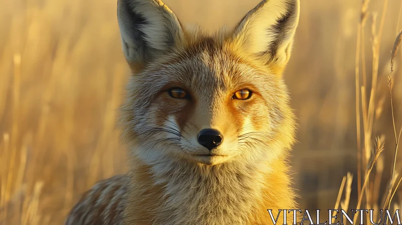 Close-Up of Fox in Field AI Image