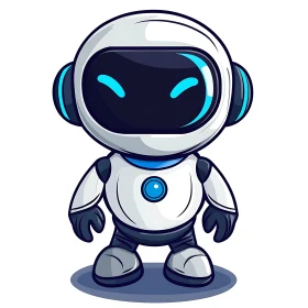 Cute Robot Character Design, Cartoon Style