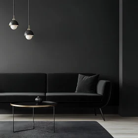 Modern Black Sofa and Table Interior