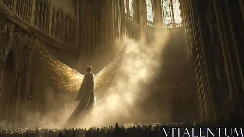 Golden Wings in Sacred Space AI Image