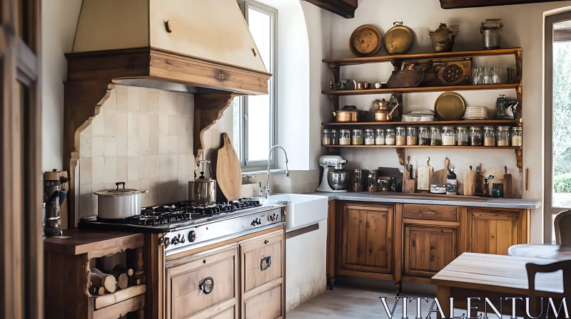 Vintage Style Kitchen with Wooden Details AI Image