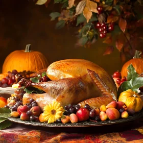 Roasted Turkey with Fruits and Vegetables