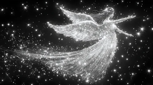 Celestial Angel Amidst Twinkling Stars