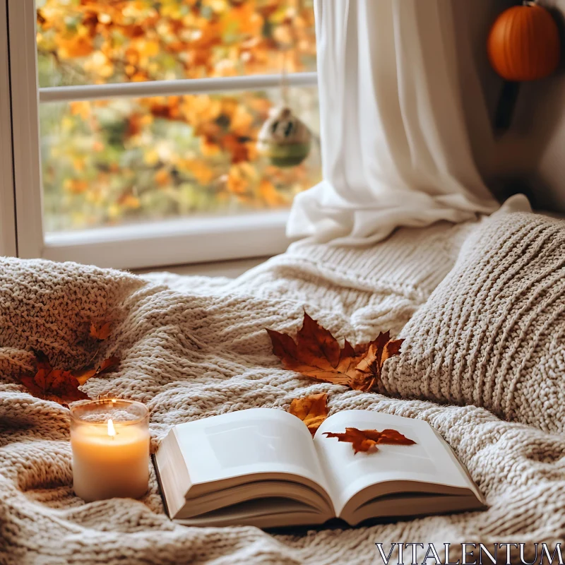 AI ART Cozy Autumn Reading Scene