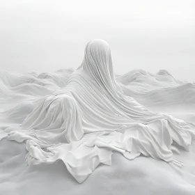 Monochromatic Fabric Sculpture on Textured Ground