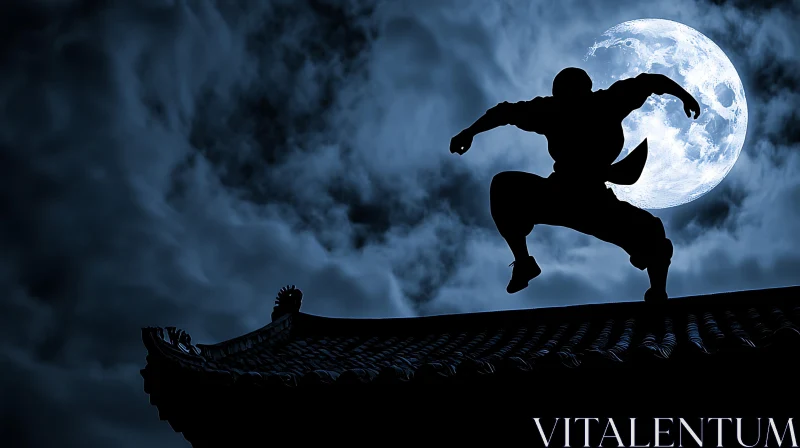 AI ART Moonlit Ninja Rooftop Leap