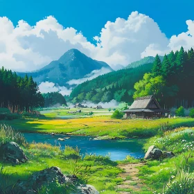 Serene Mountain River Scene