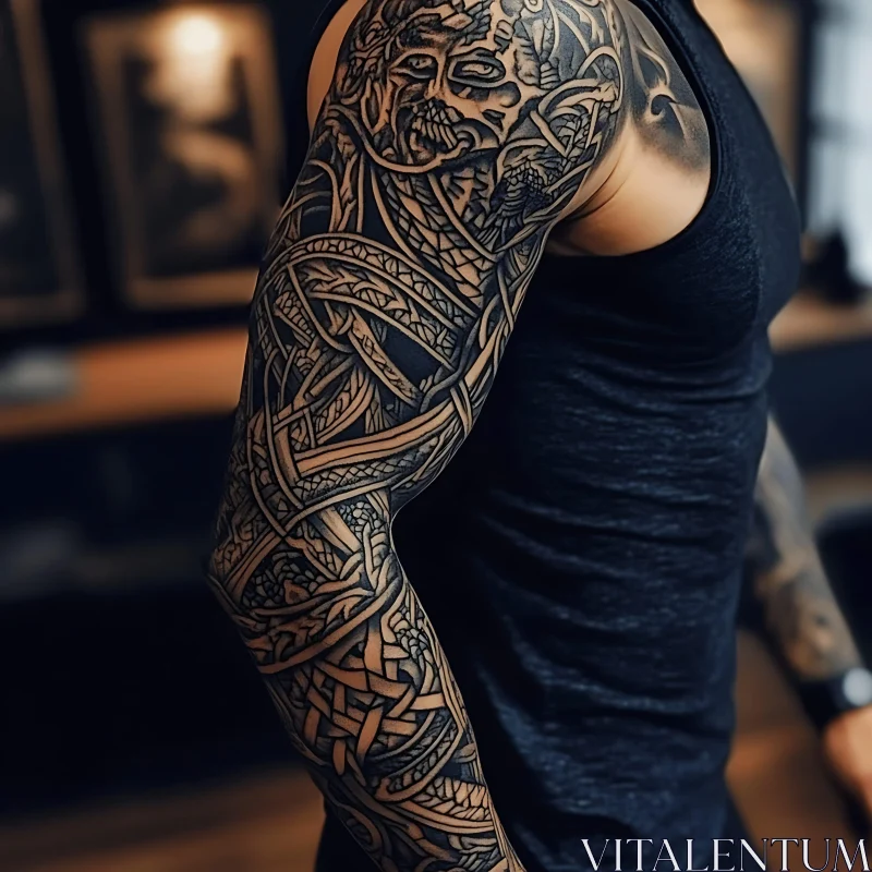 Detailed Tattoo Sleeve on Arm AI Image