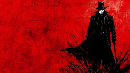 Red and Black Silhouette Figure
