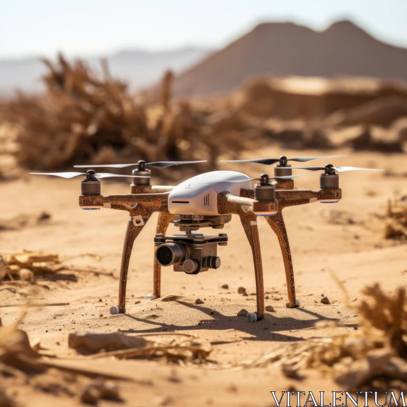 Bronze Patina Drone in Desert - Aerial Imagery AI Image