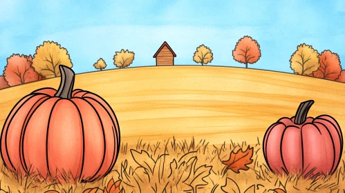 Whimsical Pumpkin Field Scene