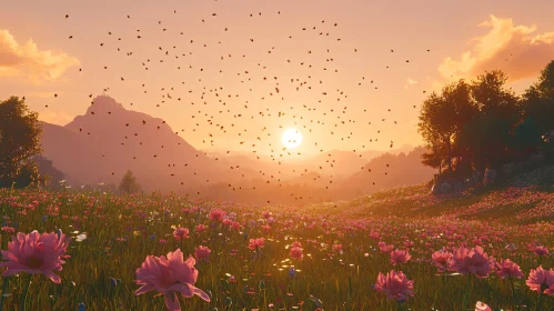 Floral Meadow at Golden Hour