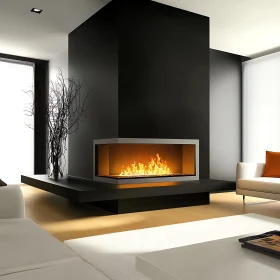 Contemporary Fireplace in Minimalist Room