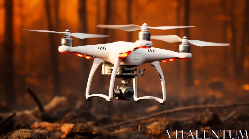 Drone Safety in Forest Fires: A Light Orange and White Depiction AI Image