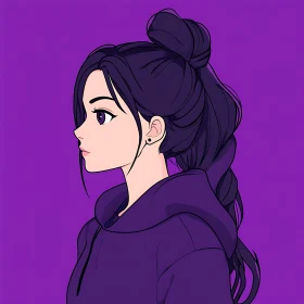 Profile of a Purple Anime Character