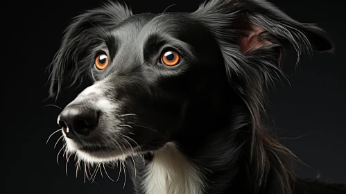 Emotive Black and White Dog Portrait in Studio