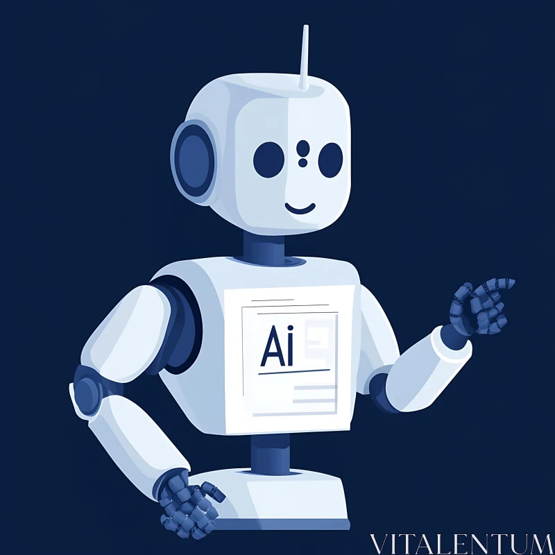 Cartoon Robot with AI Sign AI Image