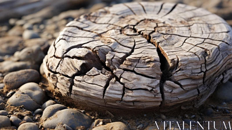 Nature's Art: Aged Wood and Rugged Stones AI Image