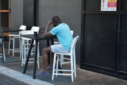 Street Cafe Contemplation in Cyprus