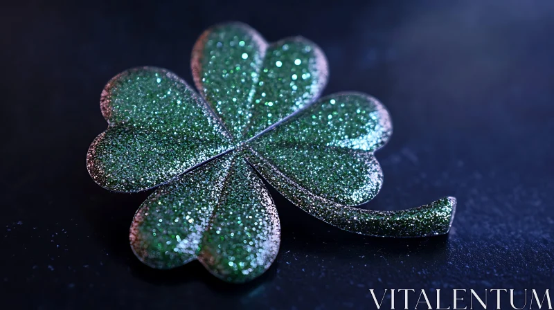 AI ART Sparkling Green Clover Macro Photography