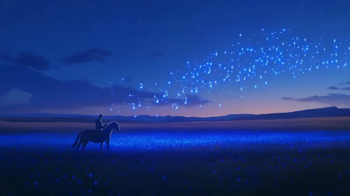 Equine Serenade Under Starlit Sky