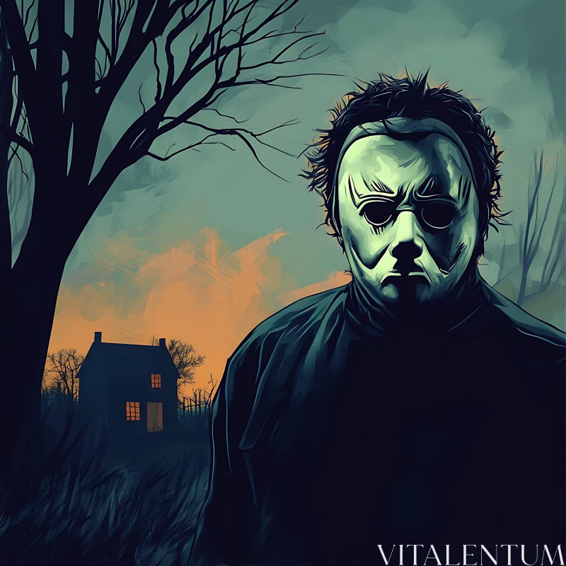 AI ART Sinister Masked Character Illustration