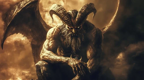 Horned Demon in the Dark Sky