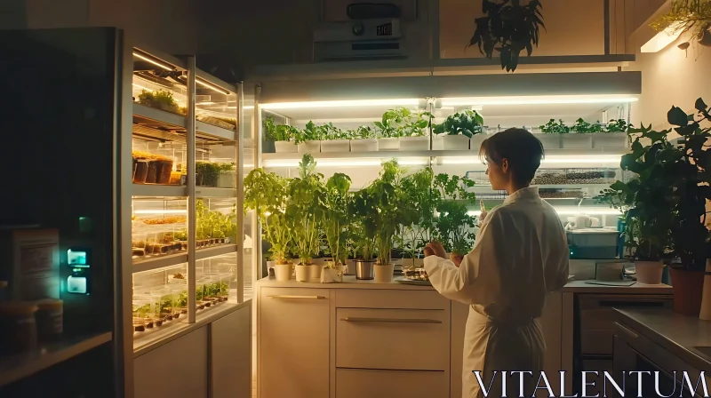 Homegrown Freshness: An Indoor Gardening Scene AI Image