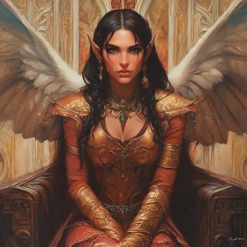 Fantasy Elf Angel with Golden Armor