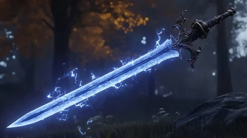 Mystical Sword with Blue Glow
