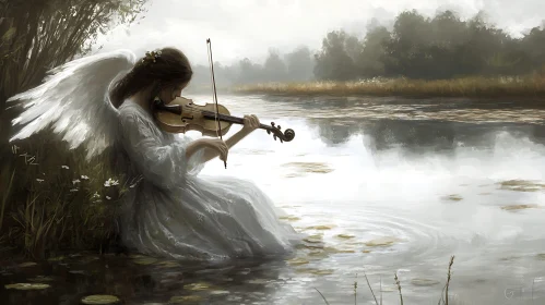 Winged Musician by the Still Waters